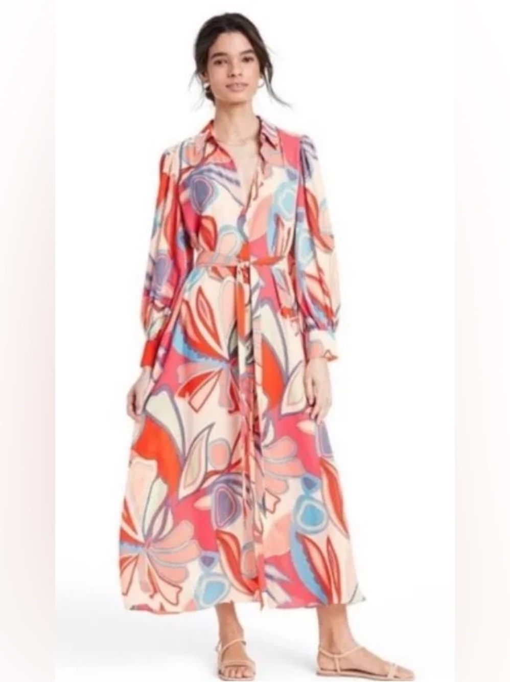 Alexis for Target Floral Midi Dress XL | Belted Long Sleeve Statement Print BOHO